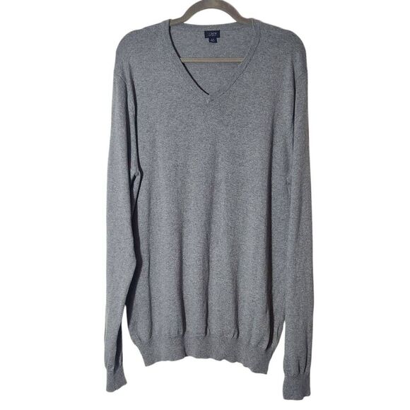 J. Crew Gray Cotton Cashmere Sweater Size Large Tall Men's Cashmere Pullover - Picture 1 of 9